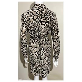 Diane Von Furstenberg-DvF Prita Vestido camisa com estampa animal print e cinto-Marrom,Multicor