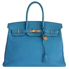 Hermès-HERMES BIRKIN Tasche 35 Blau-Blau