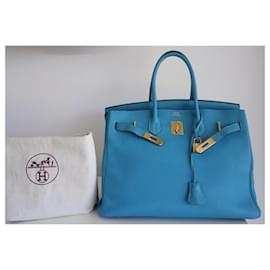 Hermès-Sac Hermes Birkin 35 bleu-Bleu