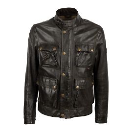 Belstaff Vintage Brad Lederjacke Schwarz