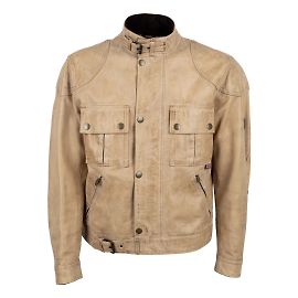 Belstaff Vintage Beige Leather Gangster Jacket Beige