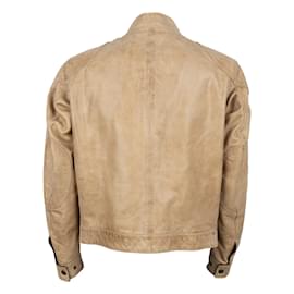 Belstaff-Belstaff Vintage Beige Leather Gangster Jacket-Beige