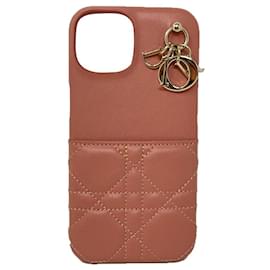 Dior-LADY DIOR CASE FOR IPHONE 13 PRO Pink Cannage lambskin-Pink,Gold hardware