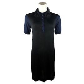 Vestido Louis Vuitton de seda preto e azul XL Preto Azul