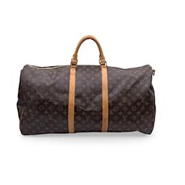 Louis Vuitton-Monogram Keepall 60 Travel Large Duffle Bag-Brown