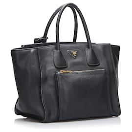 Prada-Prada Black Twin Pocket Satchel-Black