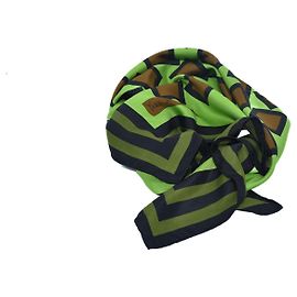 Yves Saint Laurent Silk square with geometric pattern Black Green Olive green Dark brown