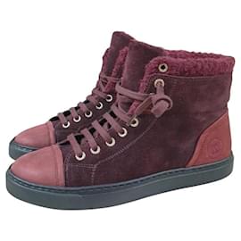 Chanel-Chanel Burgundy Suede Hi Top Sneakers Trainers-Multiple colors