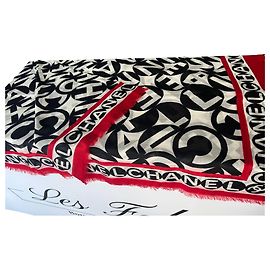 Chanel Kaschmir Schal schwarz weiß rot Schwarz Weiß Rot