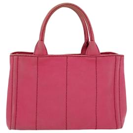 Prada-PRADA Canapa PM Hand Bag Canvas 2way Pink Auth th3365-Pink