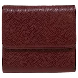 Chanel-CHANEL Wallet Caviar Skin Red CC Auth am3885-Red