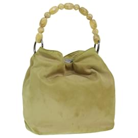 Christian Dior-Christian Dior Maris Pearl Hand Bag Nylon Khaki Auth 37035-Khaki