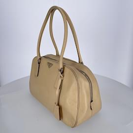 Prada-Beige Leather Prada Shoulder Bag-Beige
