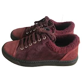 Chanel-CHANEL  Trainers T.eu 36 Suede-Dark red