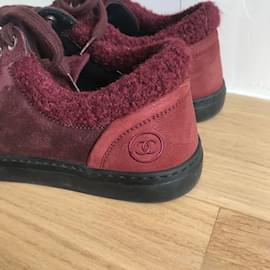 Chanel-CHANEL  Trainers T.eu 36 Suede-Dark red