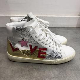 Saint Laurent-SAINT LAURENT Baskets T.UE 35.5 cuir de vachette-Multicolore