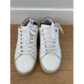 Saint Laurent-SAINT LAURENT Baskets T.UE 39.5 cuir de vachette-Blanc