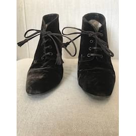 Chanel-CHANEL  Ankle boots T.eu 37.5 velvet-Brown