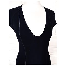 KENZO KLEID TRENDIGES CREPE ZEICHEN RELIEF RÜCKEN TM ODER T 36 Schwarz