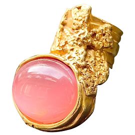Yves Saint Laurent Sublime Arty Anel de metal dourado com pedra de vidro rosa Rosa Gold hardware