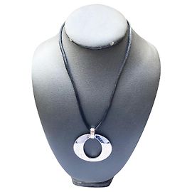 Dior long necklace O de Dior hallmarked Black Silver hardware