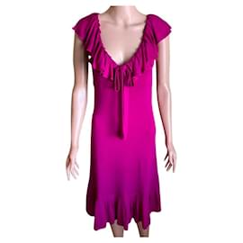 Diane Von Furstenberg-DvF Vintage Baila Kleid mit Rüschen-Pink,Fuschia