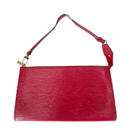Louis Vuitton-Accessoires Pochette Louis Vuitton Cuir Epi Rouge-Rouge