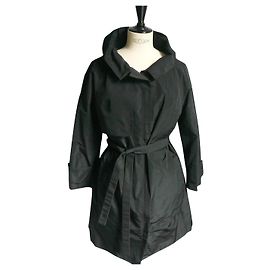 CARVEN Black waterproof trench coat black nylon type T36 Bon état Black