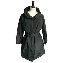 Carven-CARVEN Black waterproof trench coat black nylon type T36 Bon état-Black