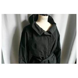 Carven-CARVEN Black waterproof trench coat black nylon type T36 Bon état-Black