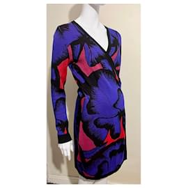 Diane Von Furstenberg-Robe portefeuille en laine DvF Leandra-Multicolore