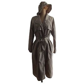 Autre Marque Trench coat graphic zebra print beige polyamide size 38 Beige
