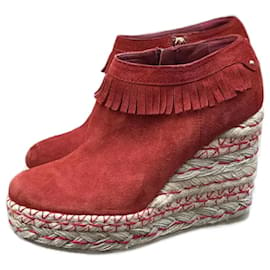 Sergio Rossi-SERGIO ROSSI  Ankle boots T.eu 37.5 Suede-Red