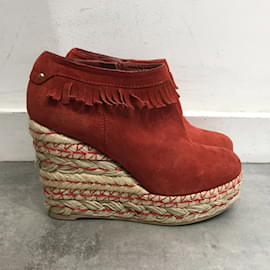 Sergio Rossi-SERGIO ROSSI  Ankle boots T.eu 37.5 Suede-Red