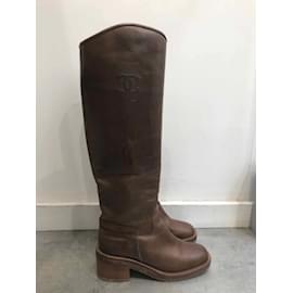 Chanel-CHANEL  Boots T.eu 37.5 Leather-Brown