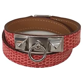 Hermès-HERMES  Bracelets T.  Exotic leathers-Pink
