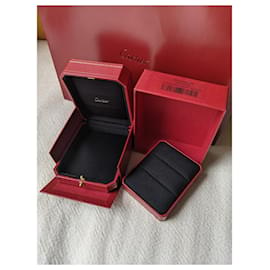 Cartier-Bolsa de papel de caja interior y exterior de anillo de pareja de compromiso de boda-Roja