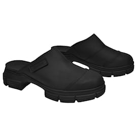 Ganni-Clog in Black Recycled Rubber-Black