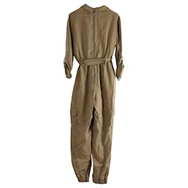 Alice + Olivia-Alice + Olivia Bessie Twill Jumpsuit in Khaki Lyocell-Green,Khaki