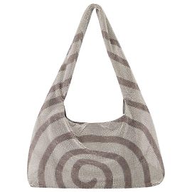 Donna Karan Borsa Hobo Crystal Mesh - Kara - Grigio - Ottone Nero