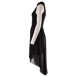 Alice + Olivia-Alice & Olivia Asymmetric Hem Sleeveless Midi Dress in Black Polyester-Black