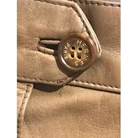 Hermès-HERMES  Skirts T.International XL Leather-Camel