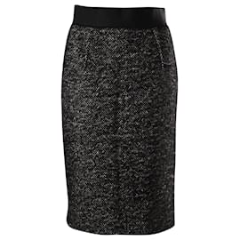Giambattista Valli-Giambattista Valli Tweed Pencil Skirt in Grey Linen-Grey