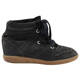 Isabel Marant Bobby High-Top Sneakers in Black Suede Black