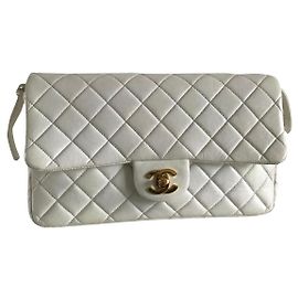 Sac Chanel Timeless Blanc en Cuir 25 cm Blanc