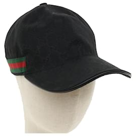 Gucci-GUCCI GG Canvas Web Sherry Line Cap M Black Red Green 200035 Auth tb470-Black,Red,Green