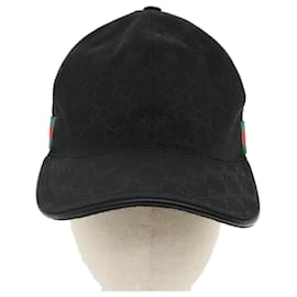 Gucci-GUCCI GG Canvas Web Sherry Line Cap M Black Red Green 200035 Auth tb470-Black,Red,Green