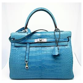 Hermès-Bolsa Hermes Kelly devolvida 35-Azul