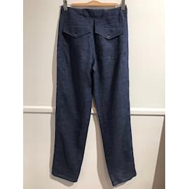 Balenciaga-BALENCIAGA  Trousers T.fr 38 Linen-Blue