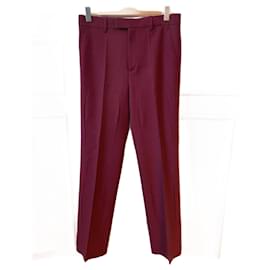 Gucci-GUCCI  Trousers T.fr 42 WOOL-Dark red